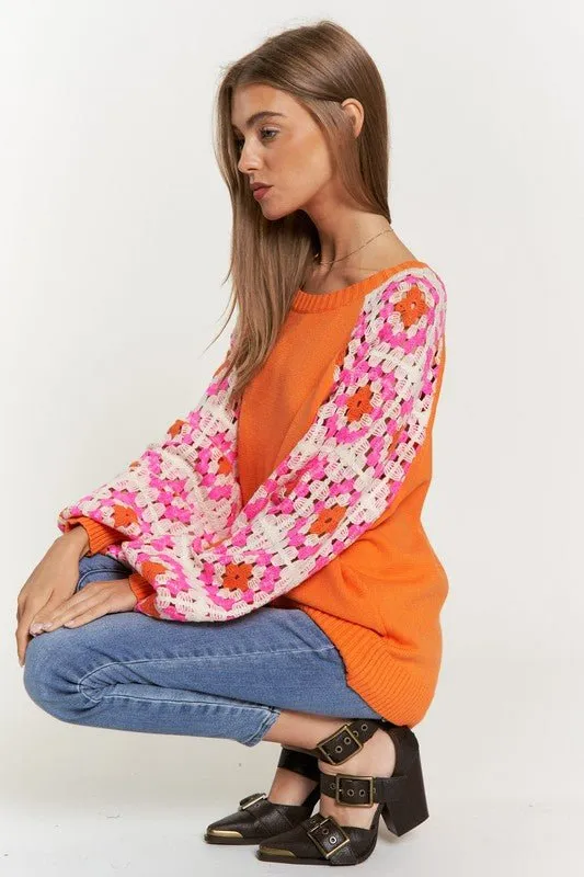 Crochet Sleeve Knit Top - FINAL SALE