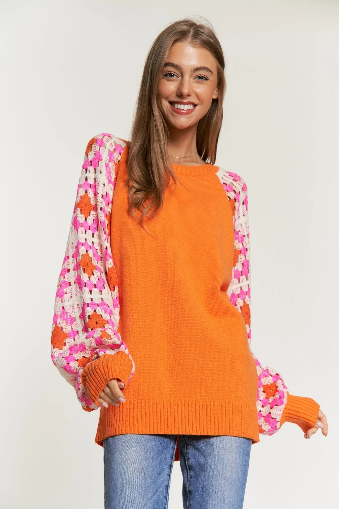 Crochet Sleeve Knit Top - FINAL SALE