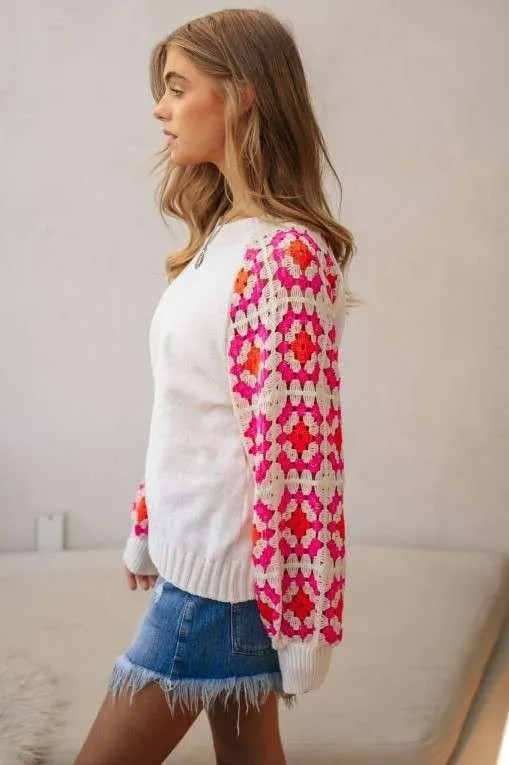 Crochet Sleeve Knit Top - FINAL SALE