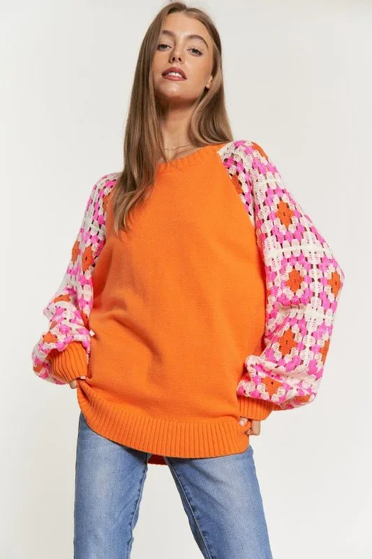 Crochet Sleeve Knit Top - FINAL SALE
