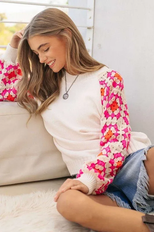 Crochet Sleeve Knit Top - FINAL SALE