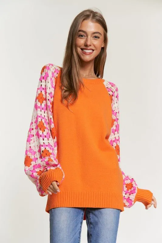 Crochet Sleeve Knit Top - FINAL SALE