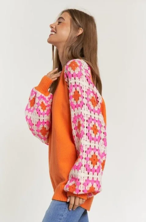 Crochet Sleeve Knit Top - FINAL SALE