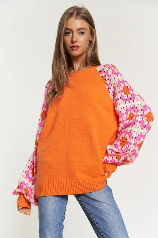 Crochet Sleeve Knit Top - FINAL SALE