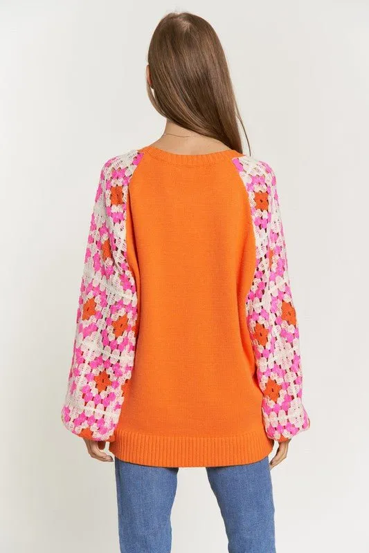Crochet Sleeve Knit Top - FINAL SALE