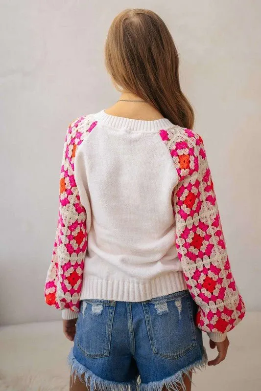 Crochet Sleeve Knit Top - FINAL SALE