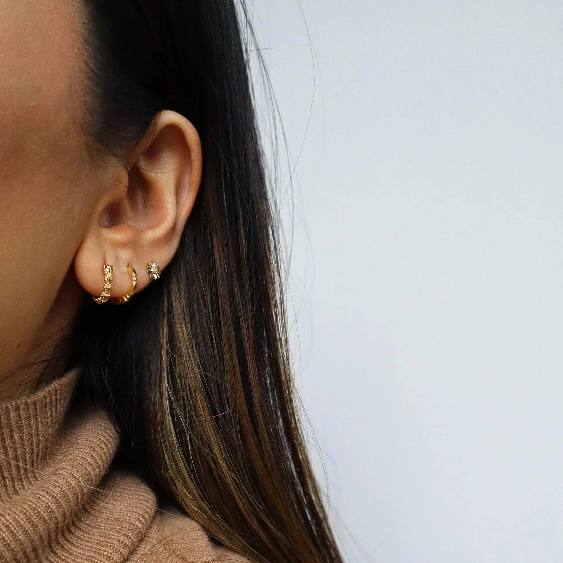 Daisy London Iota Daisy Hoop Earrings, Gold
