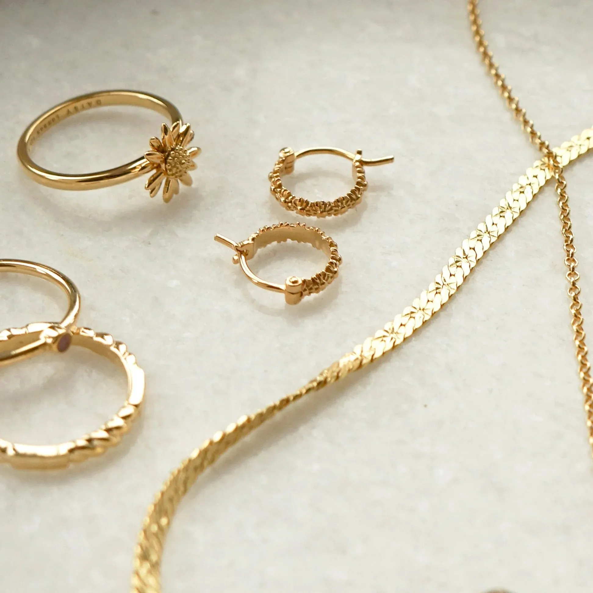 Daisy London Iota Daisy Hoop Earrings, Gold