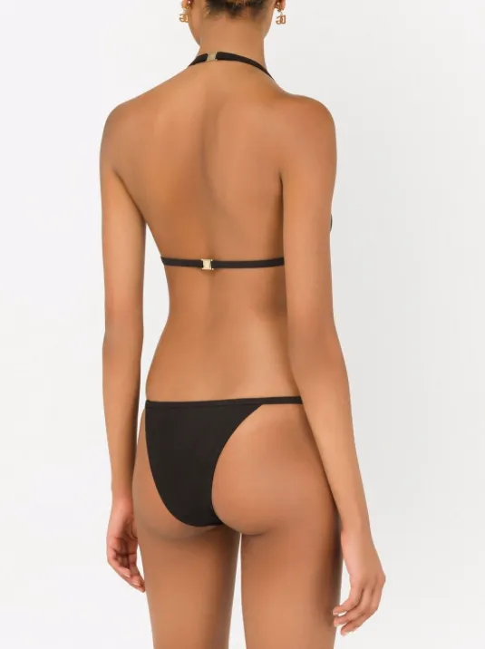 Dolce & Gabbana halterneck logo-plaque bikini
