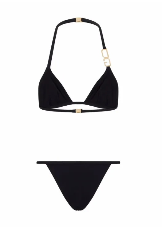 Dolce & Gabbana halterneck logo-plaque bikini