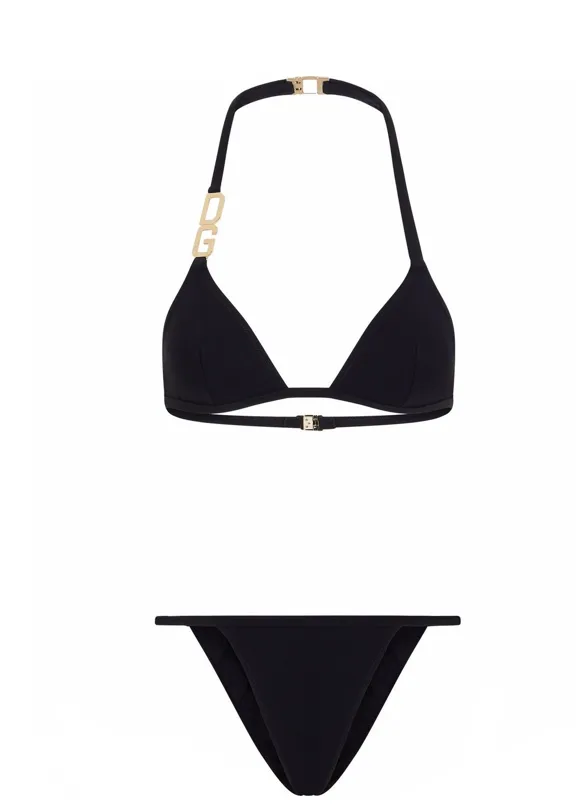Dolce & Gabbana halterneck logo-plaque bikini