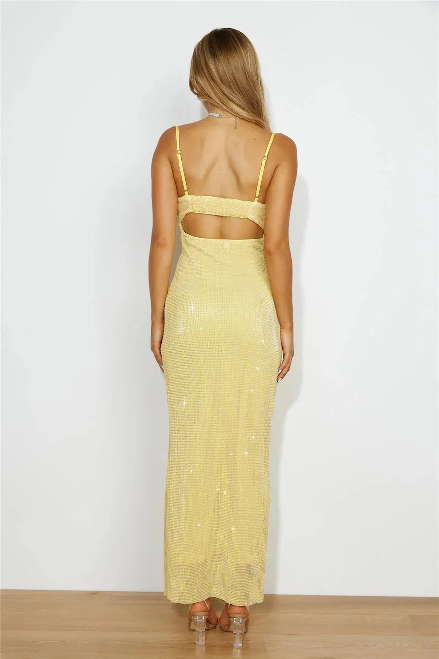Dreamy Shine Sequin Maxi Dress Yellow