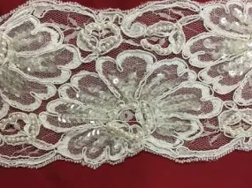 Fancy Beaded Lace Trim - Off White