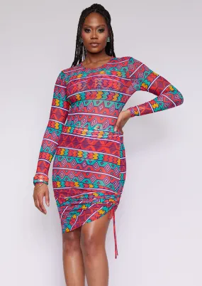 Fola Women's African Print Mesh Cover-Up (Rainbow Tribal) - Clearance