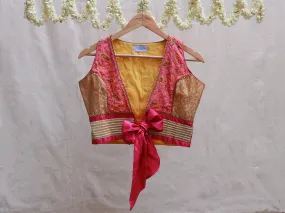 French Rose Pink, silk, Hand embroidery blouse