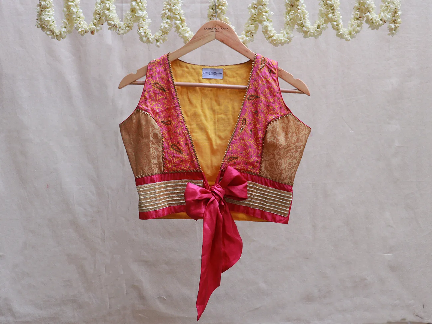 French Rose Pink, silk, Hand embroidery blouse