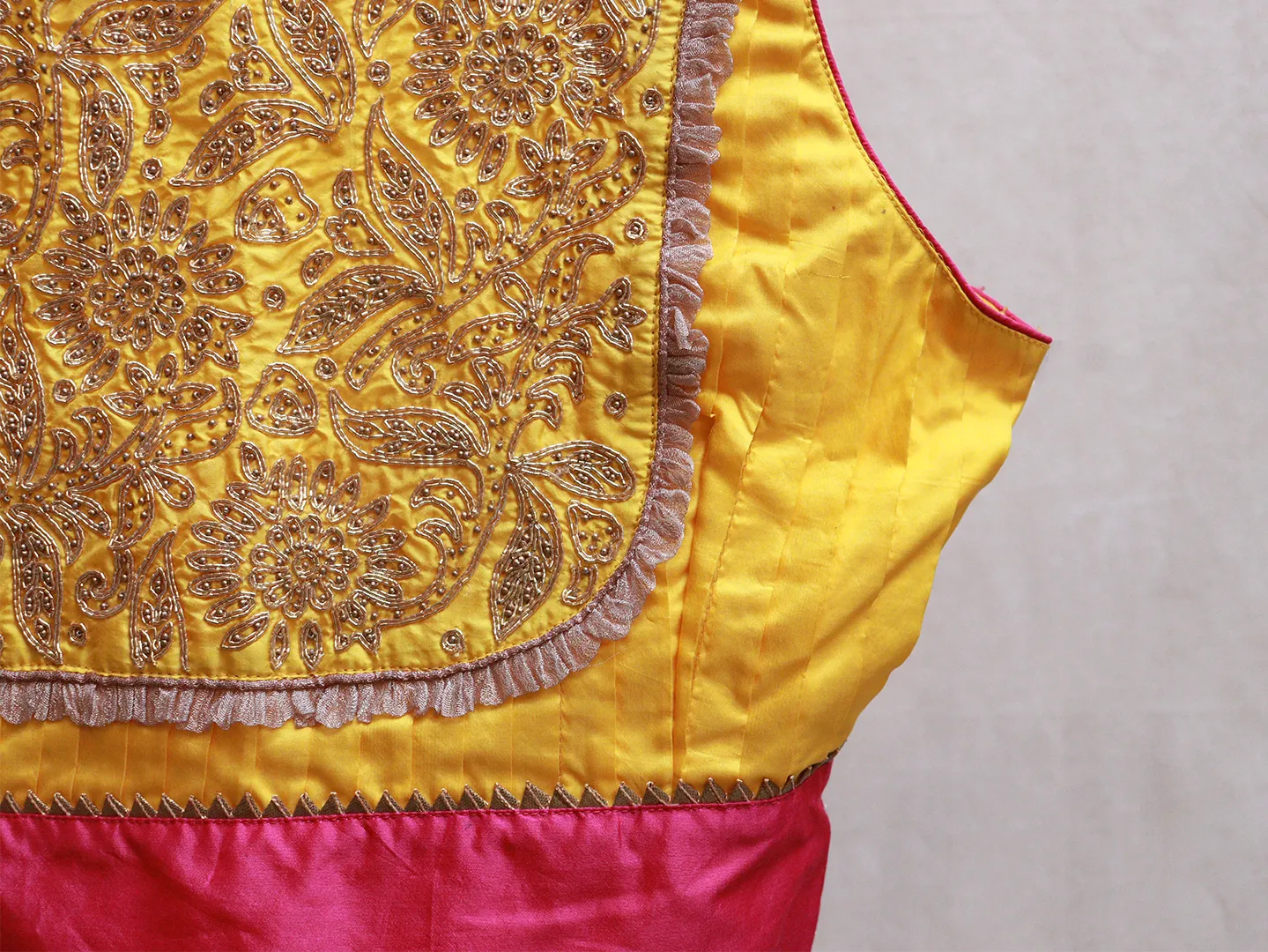 French Rose Pink, silk, Hand embroidery blouse