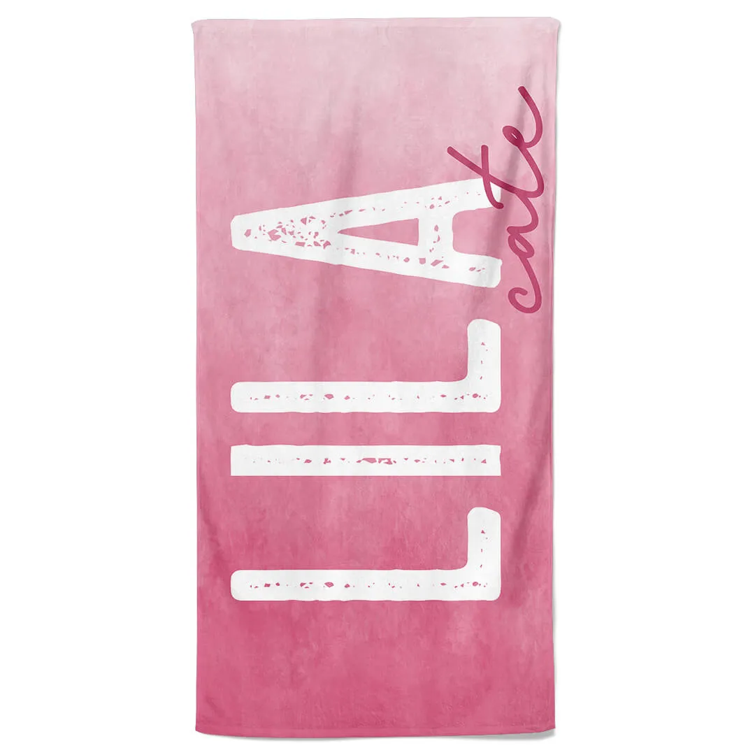 Fuchsia Ombre Personalized Kids Beach Towel