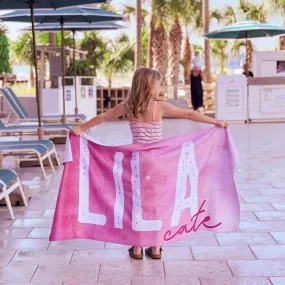 Fuchsia Ombre Personalized Kids Beach Towel