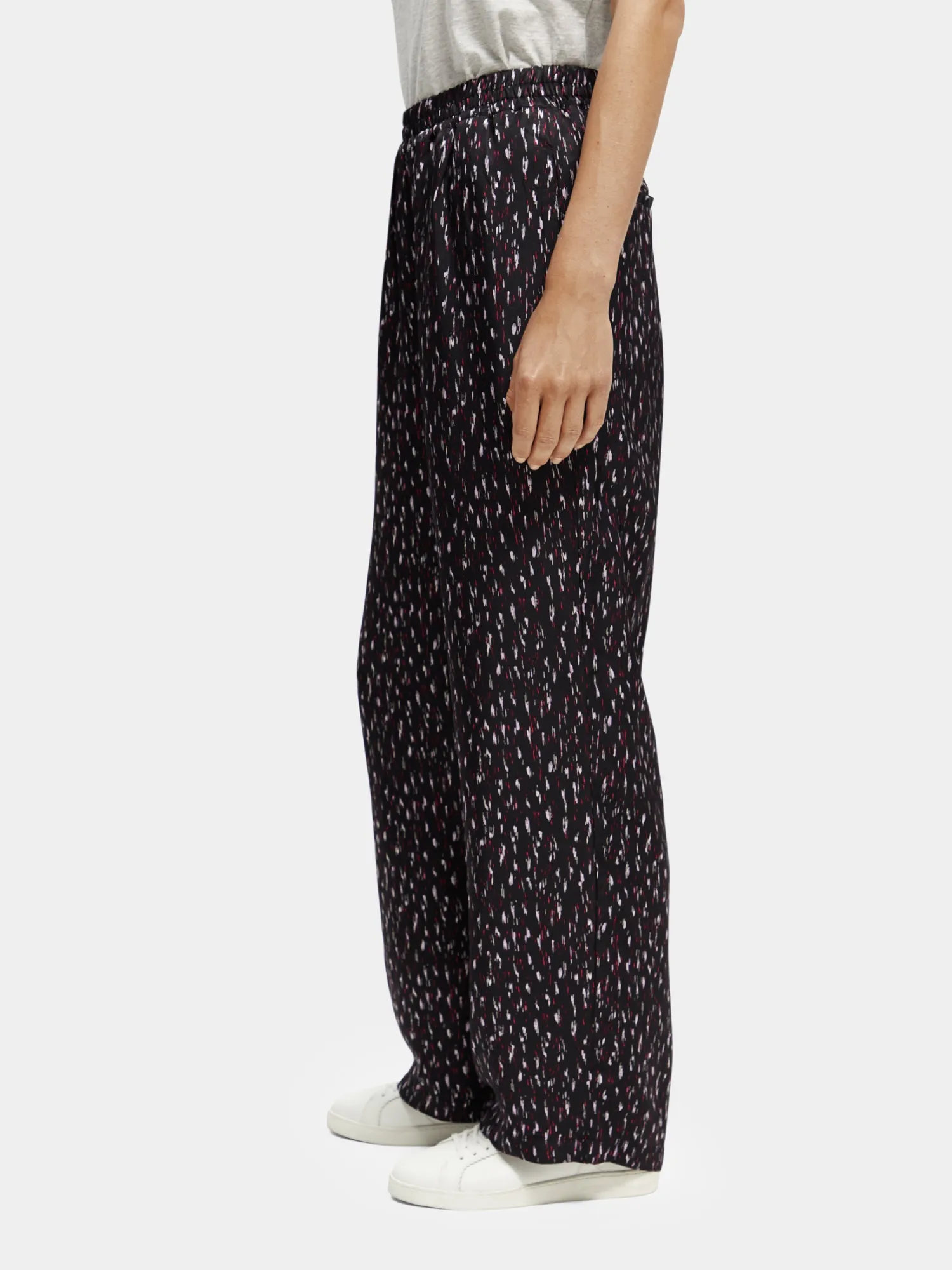 Gia mid-rise wide-leg printed elasticated pants