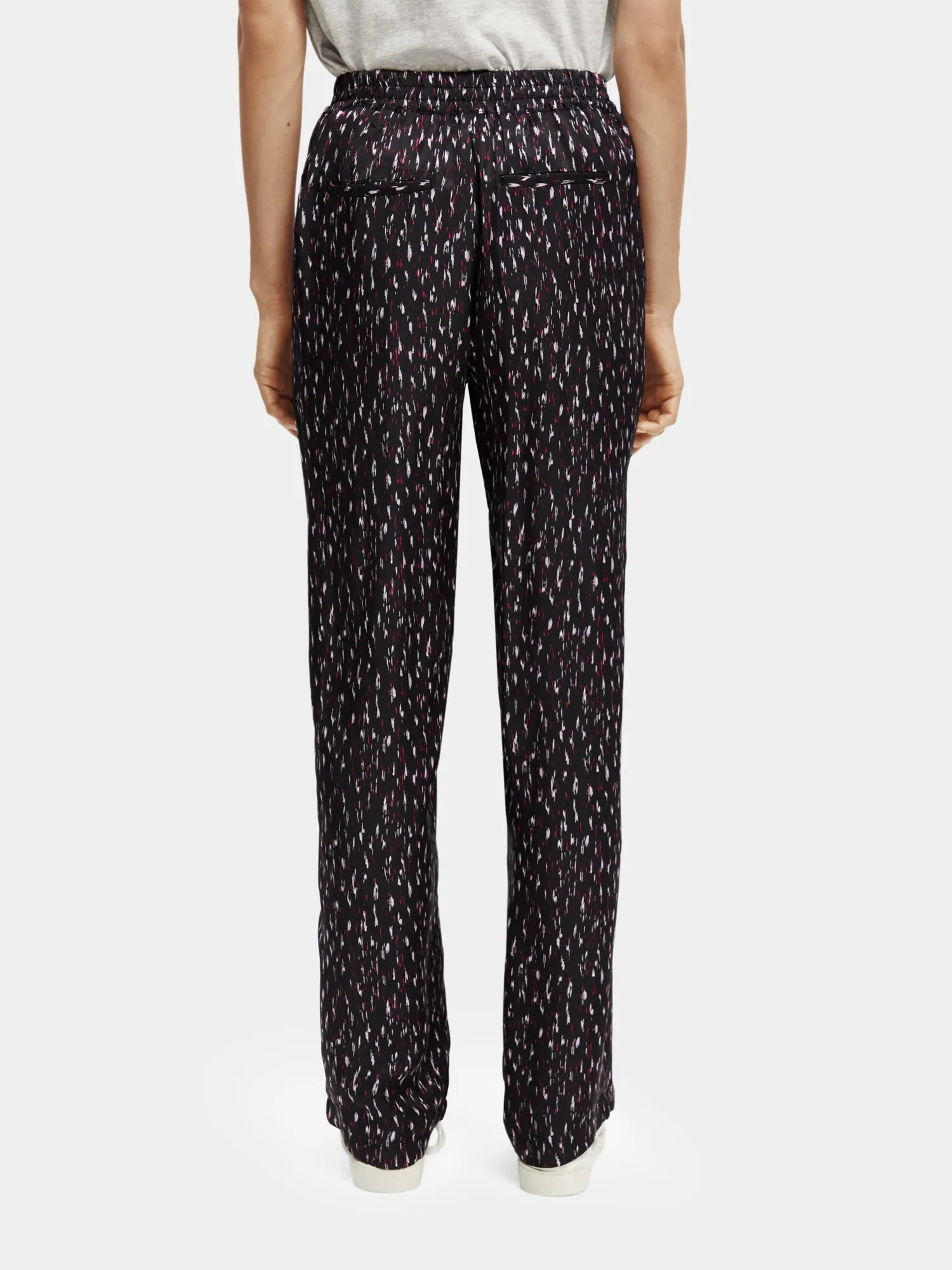 Gia mid-rise wide-leg printed elasticated pants