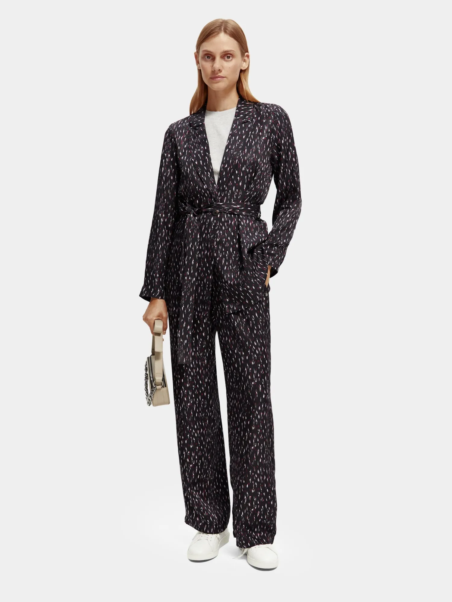 Gia mid-rise wide-leg printed elasticated pants