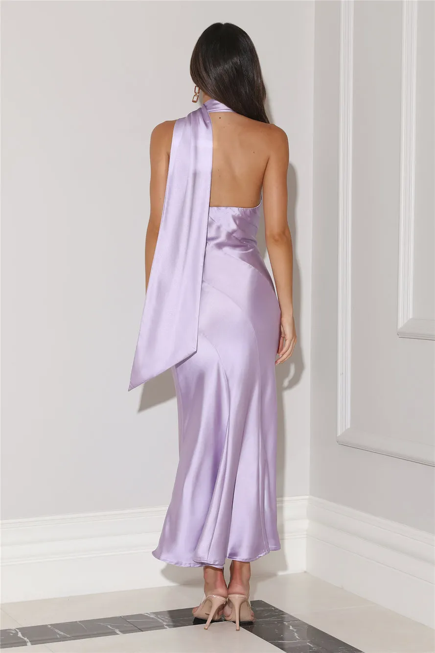 Glistening Lights Satin Maxi Dress Lilac