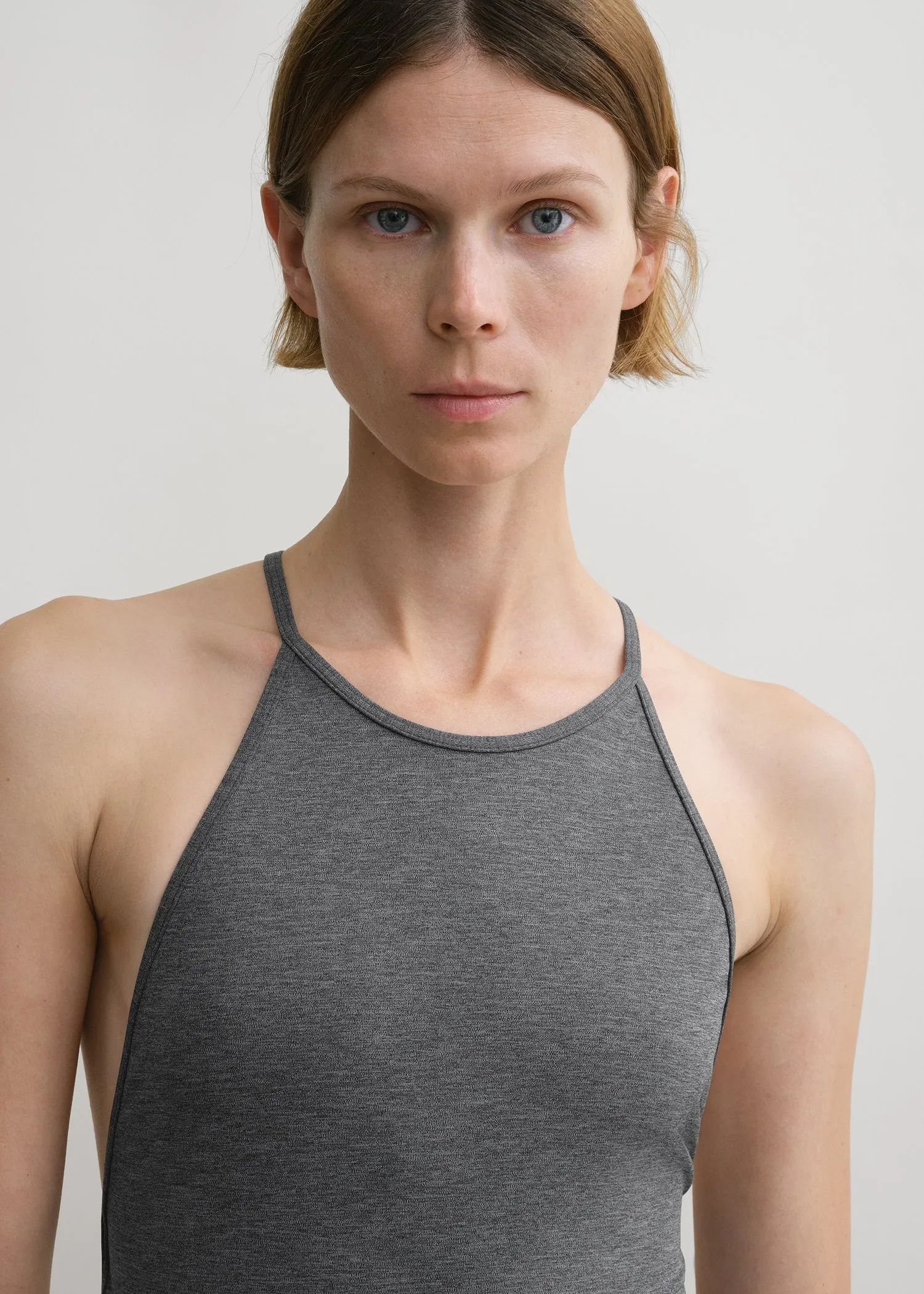 High neck swimsuit grey melange