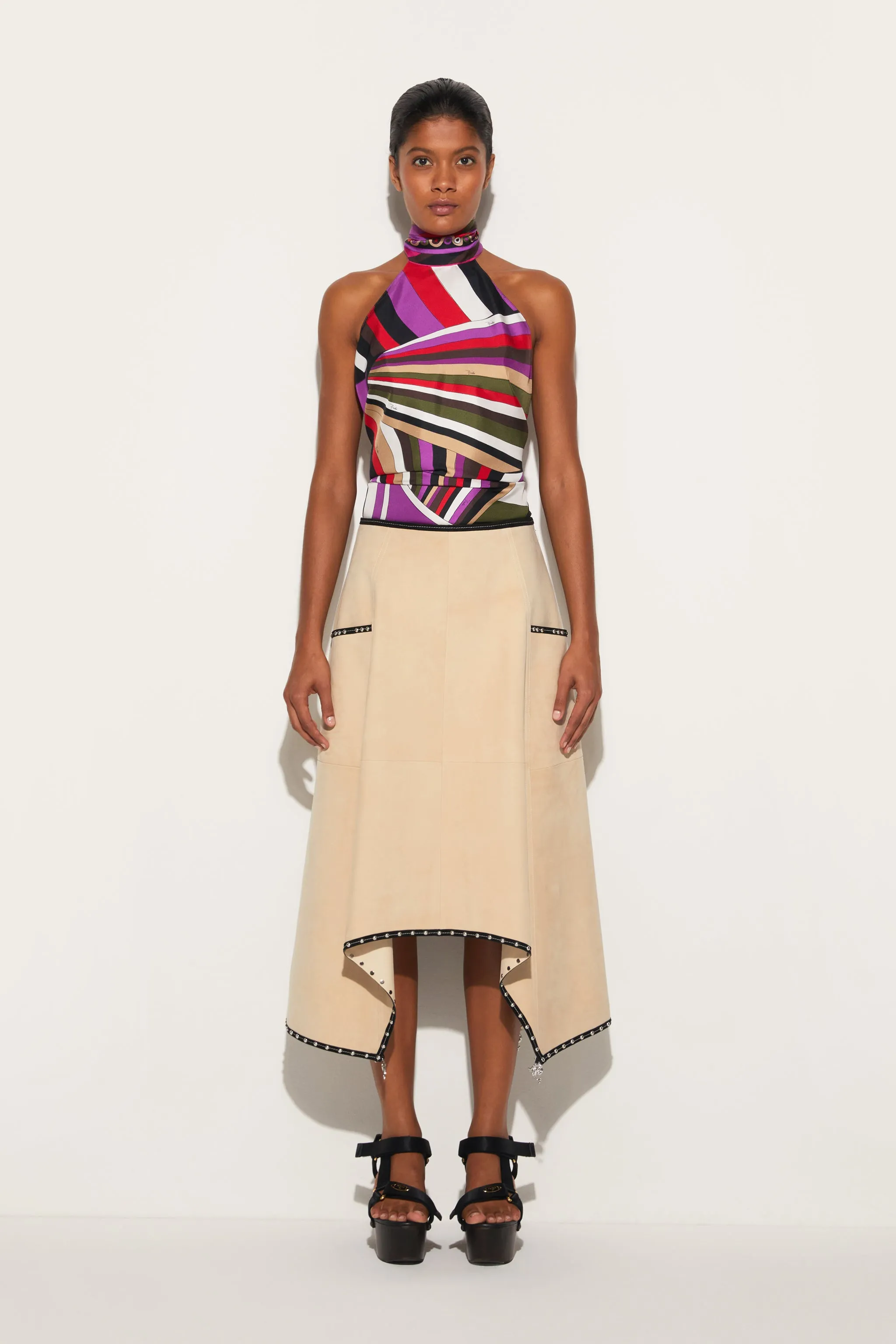 Iride-Print Silk-Twill Top