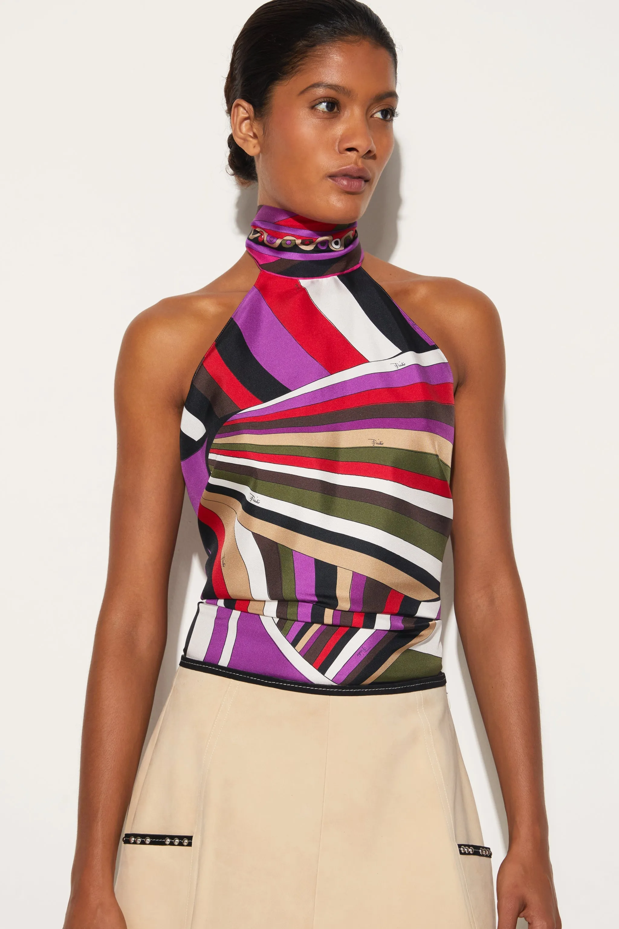 Iride-Print Silk-Twill Top