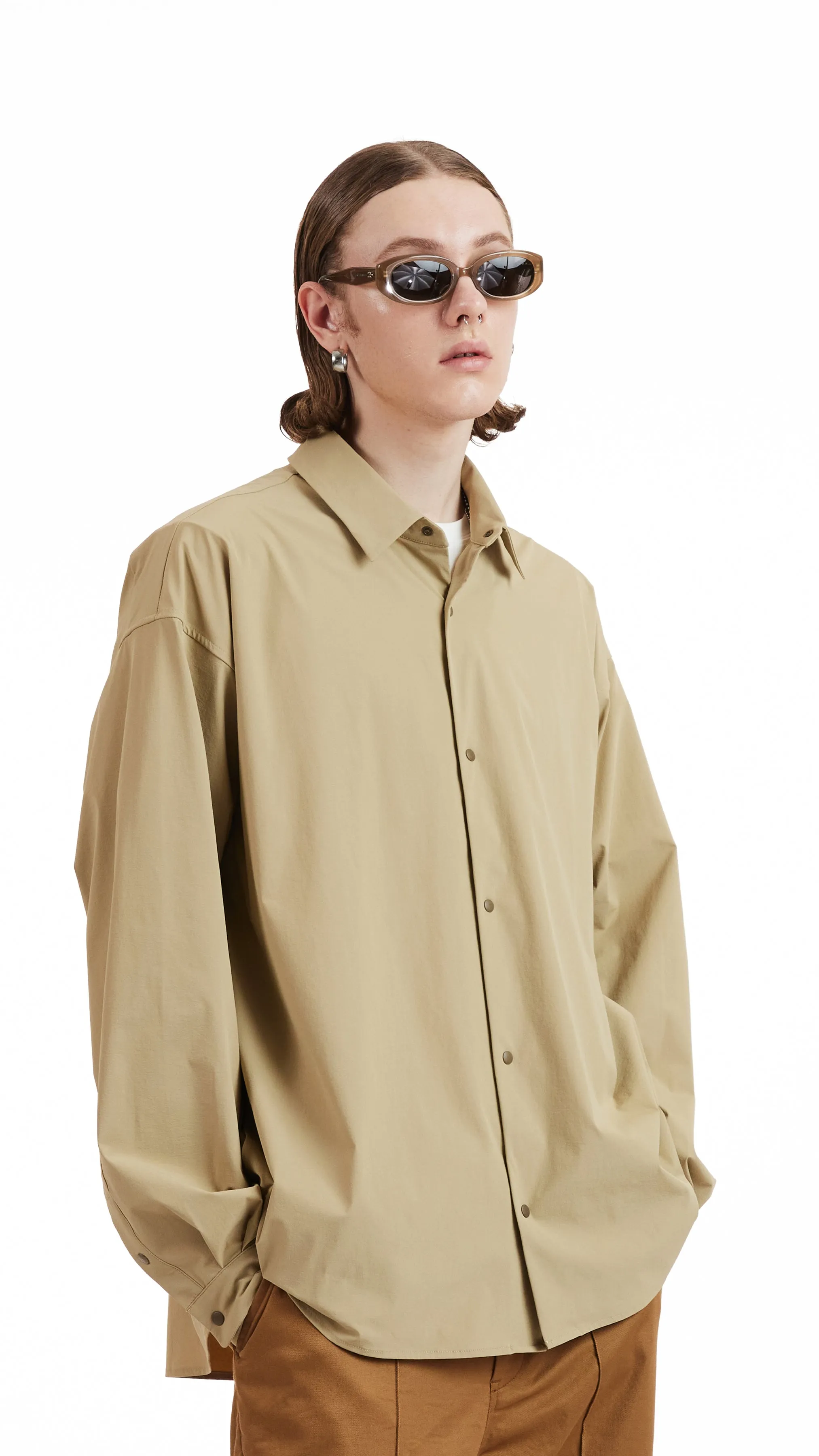 Long Sleeves Snap Shirt Jacket