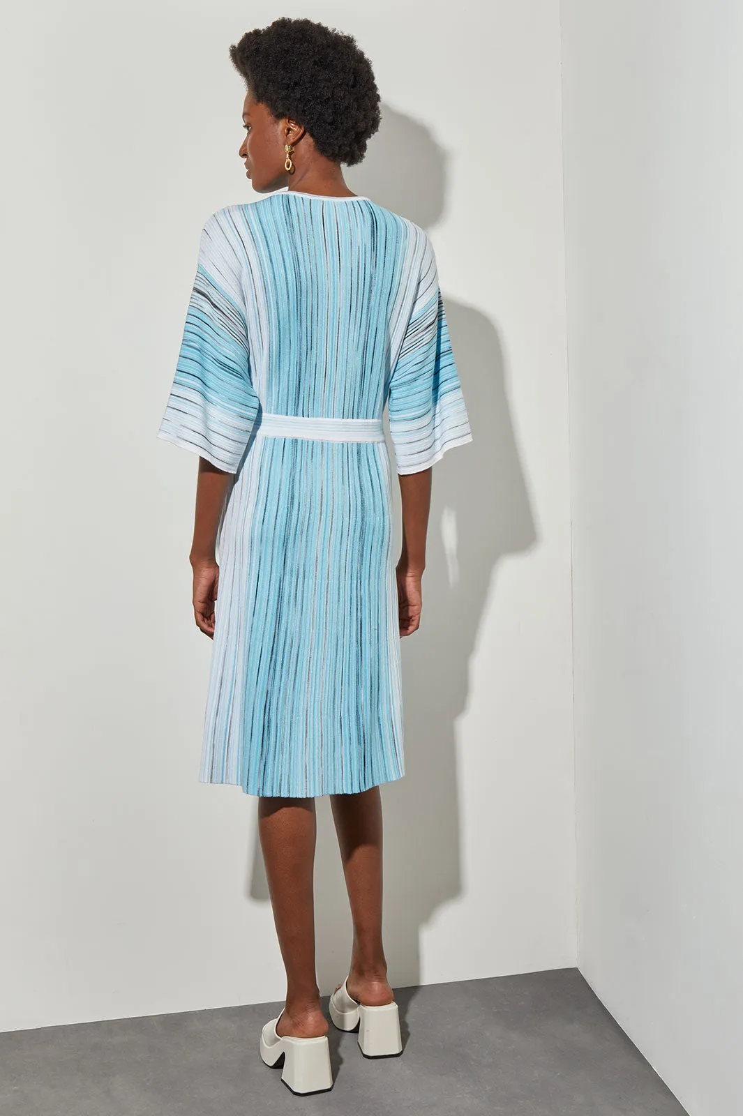 Midi A-Line Dress - Pleated Space Dye Soft Knit