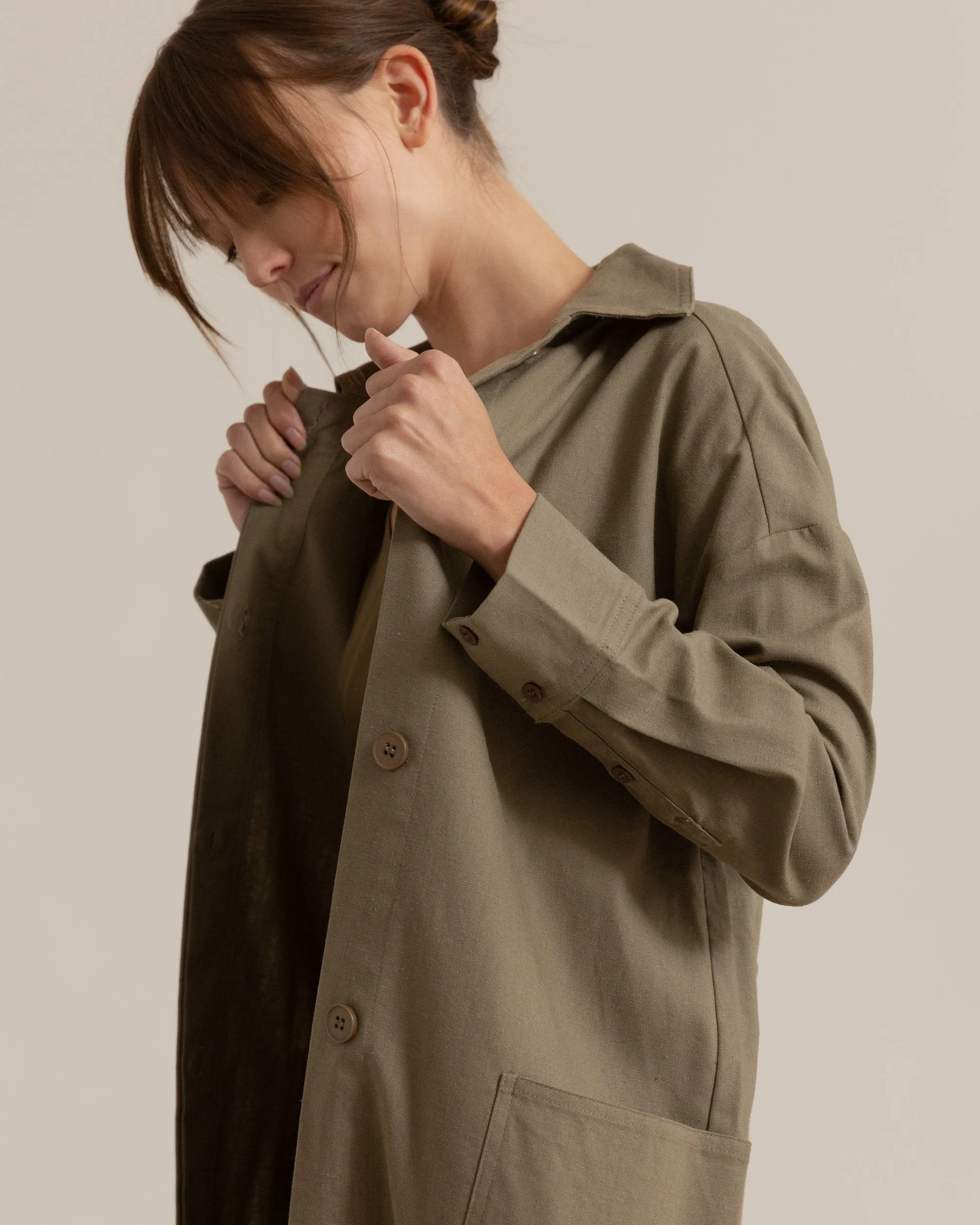 Octavia Button-Front Trench Coat