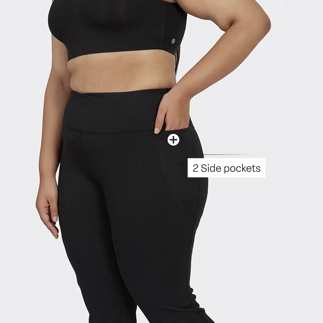 Overlap Ribbed Flare Pants