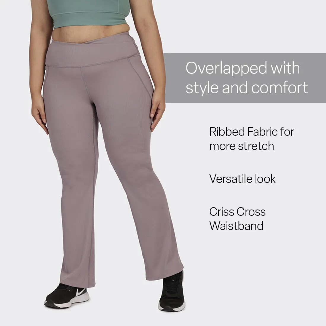 Overlap Ribbed Flare Pants