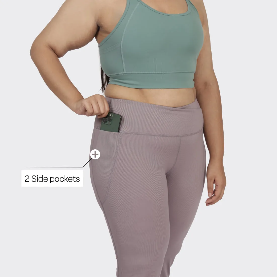 Overlap Ribbed Flare Pants