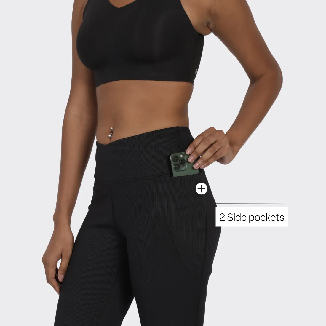Overlap Ribbed Flare Pants