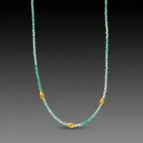 Polished Turquoise & Gold Beaded Necklace