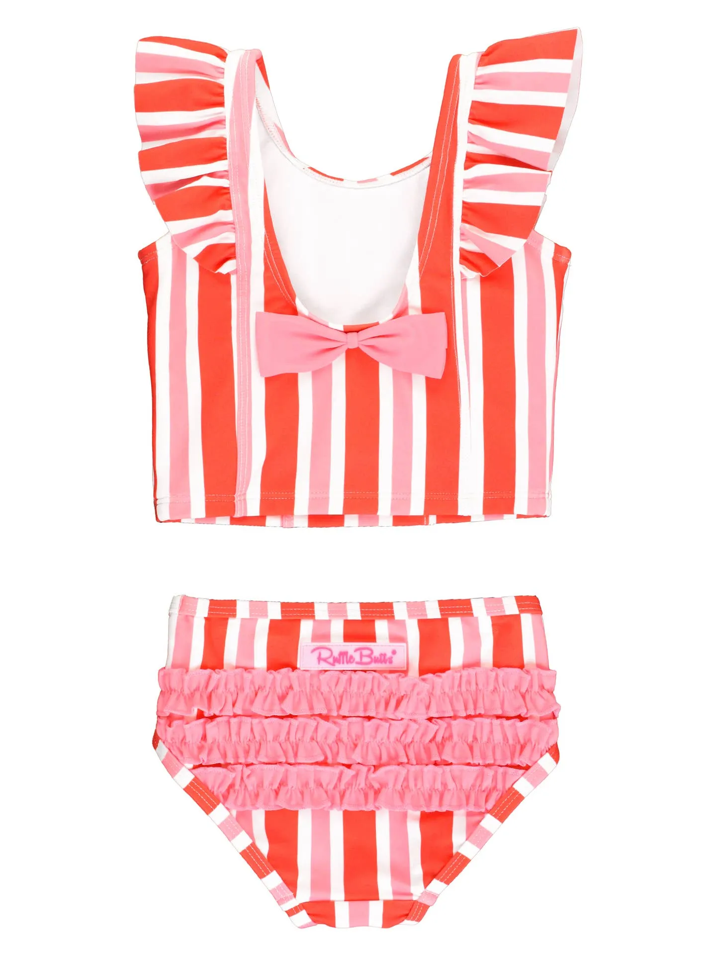 RB185- Cayenne Pop Stripe Waterfall Tankini
