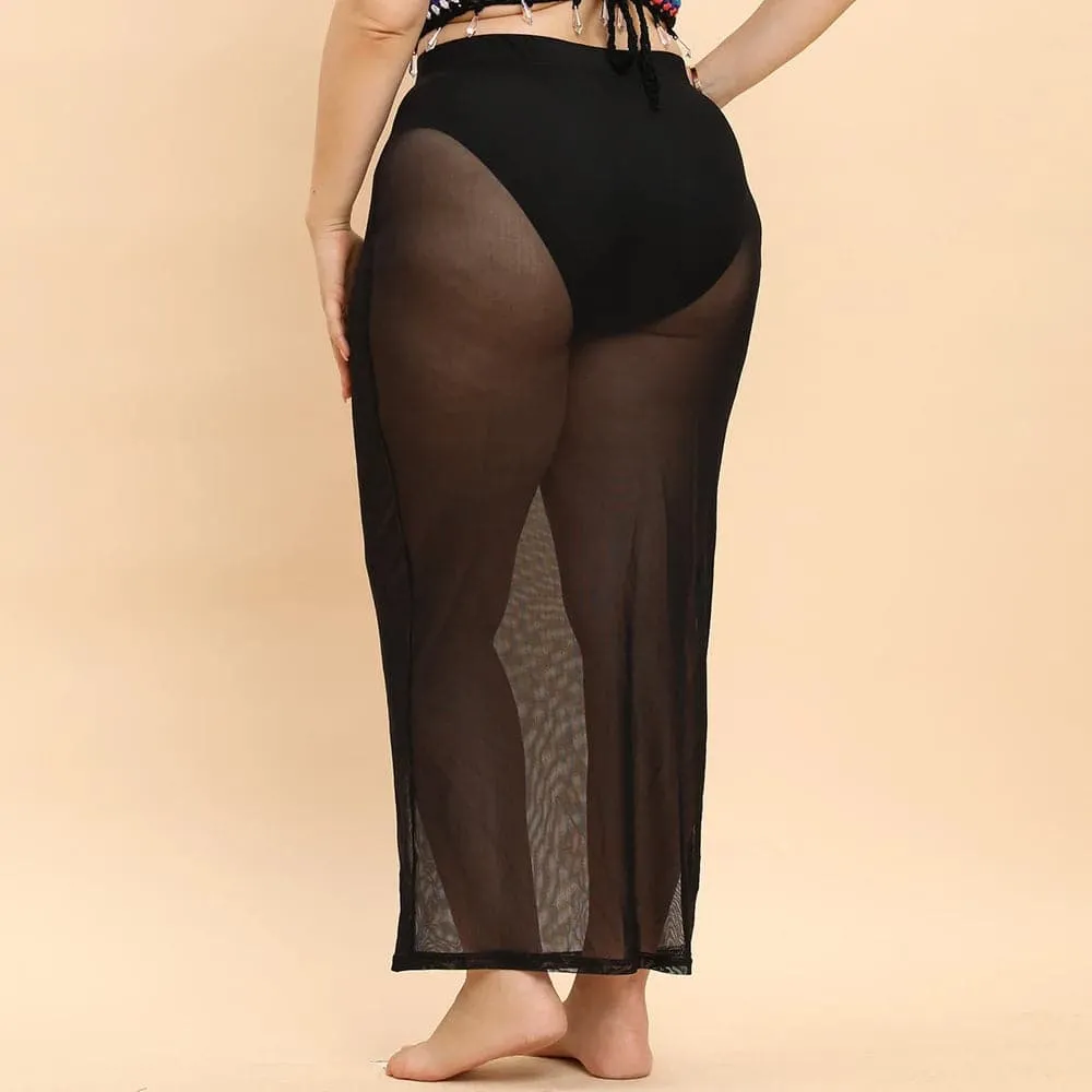 See Through Mesh Cover Up Skirt in Black - Breathable and Alluring Beach Style