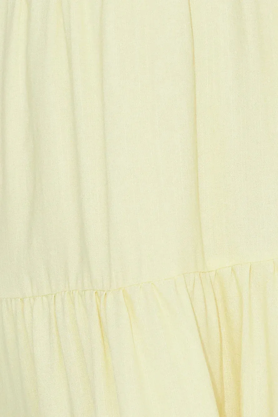Summertime Heat Puff Sleeve Maxi Dress Yellow