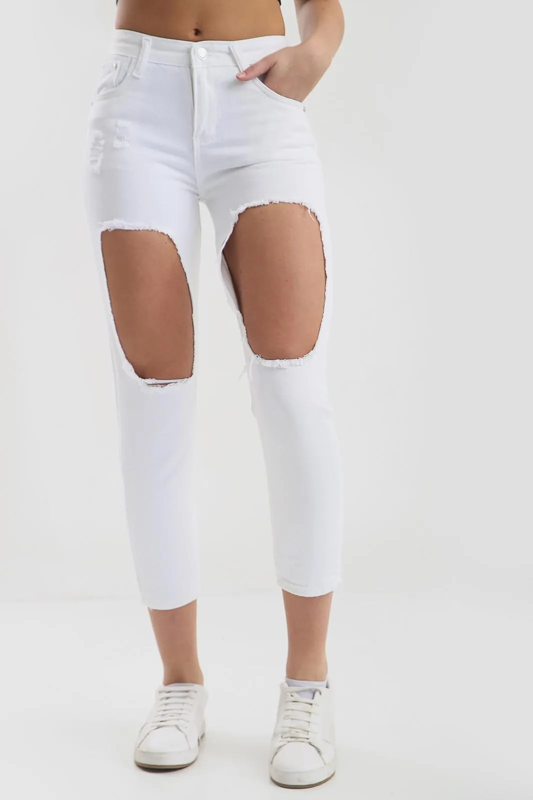 WHITE Ladies High waisted jeans
