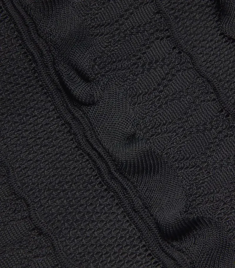 Women’s Black Crochet Long Knit Tiered Sleeveless Dress